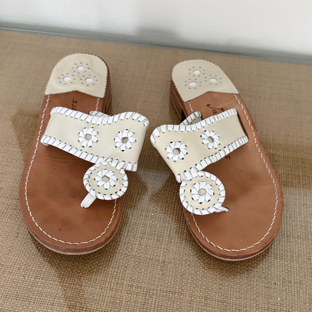 Jack Rogers Jacks Flat 1960 Sandals - White and Cream - Size 8